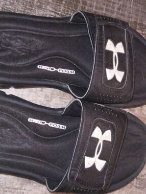 Under Armour Black Slide Sandals with White Logo